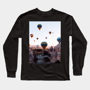 Cappadocia air balloons in the sky oil painting Long Sleeve T-Shirt